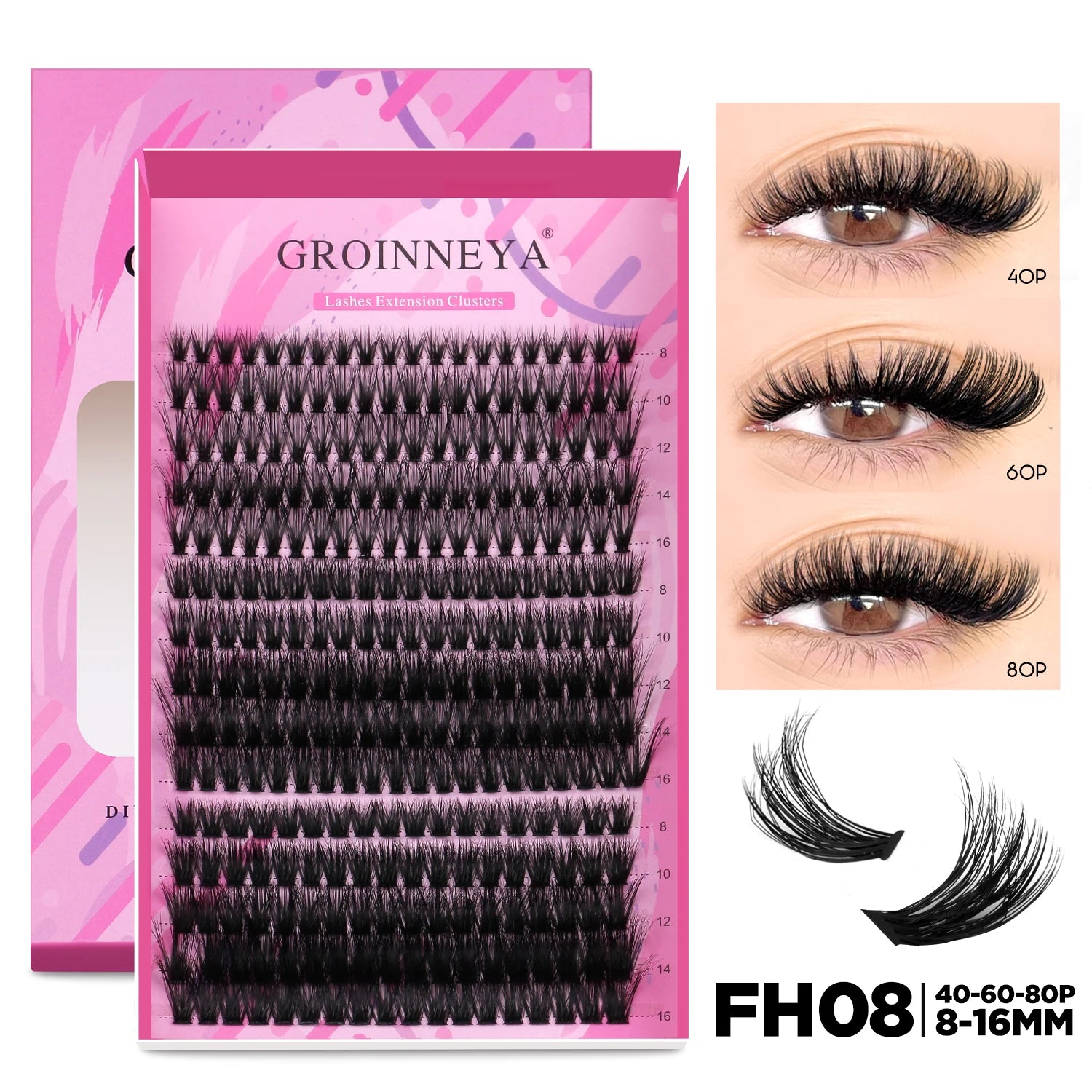 Pretty Pop DIY Lash Kit – Full Set with Bond & Seal, Natural Cluster Lashes (Mix Lengths, At-Home Extensions)