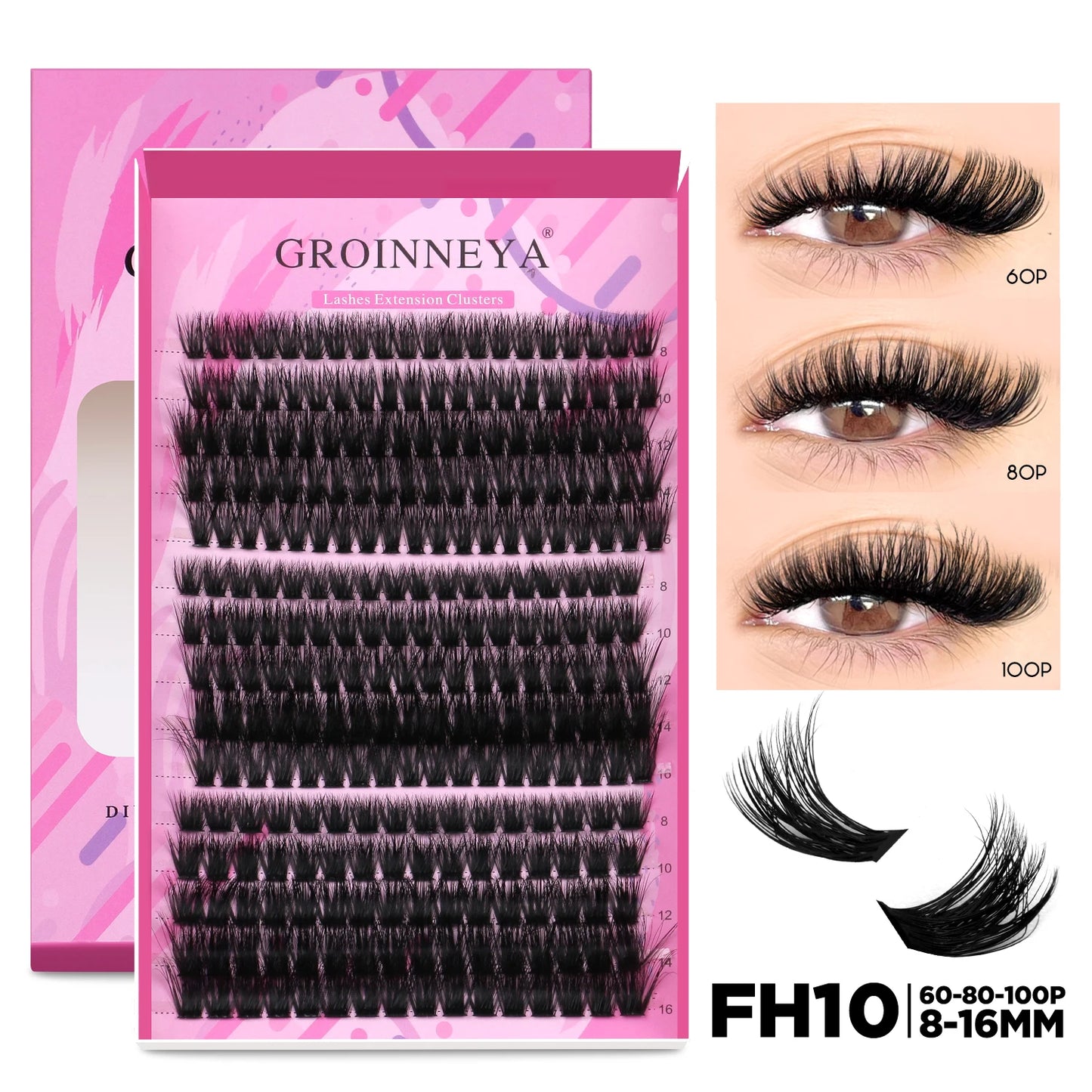Pretty Pop DIY Lash Kit – Full Set with Bond & Seal, Natural Cluster Lashes (Mix Lengths, At-Home Extensions)