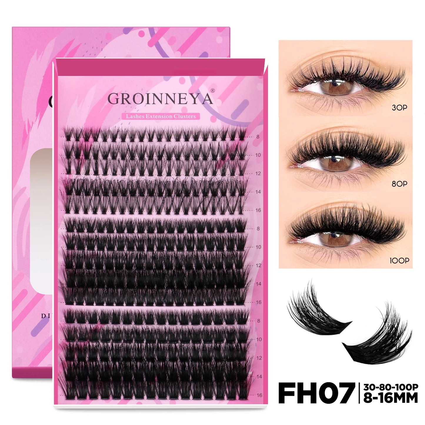 Pretty Pop DIY Lash Kit – Full Set with Bond & Seal, Natural Cluster Lashes (Mix Lengths, At-Home Extensions)