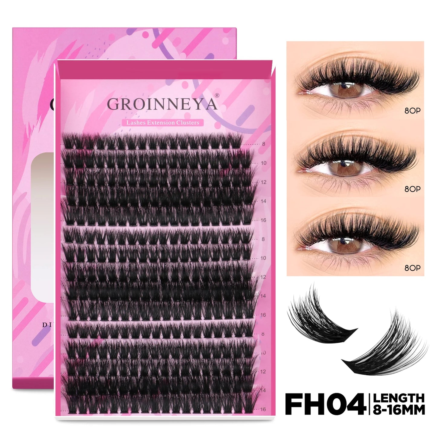 Pretty Pop DIY Lash Kit – Full Set with Bond & Seal, Natural Cluster Lashes (Mix Lengths, At-Home Extensions)