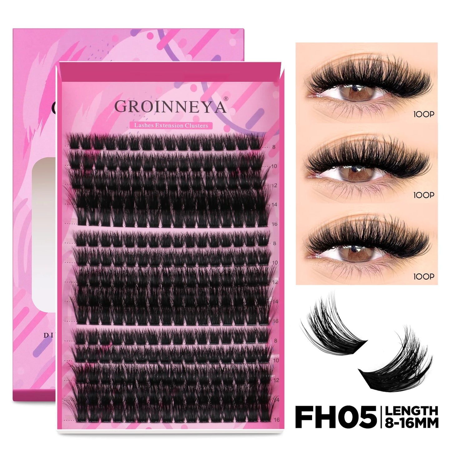 Pretty Pop DIY Lash Kit – Full Set with Bond & Seal, Natural Cluster Lashes (Mix Lengths, At-Home Extensions)