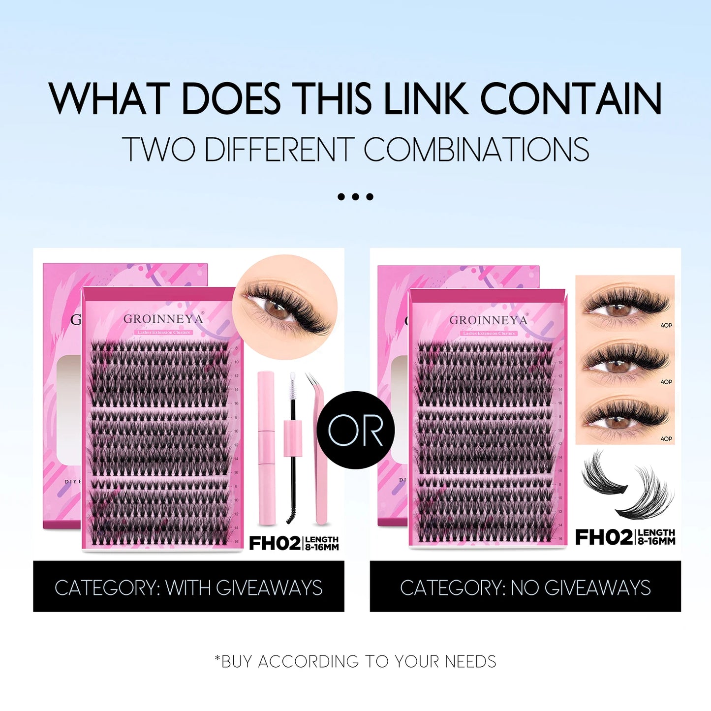 Pretty Pop DIY Lash Kit – Full Set with Bond & Seal, Natural Cluster Lashes (Mix Lengths, At-Home Extensions)