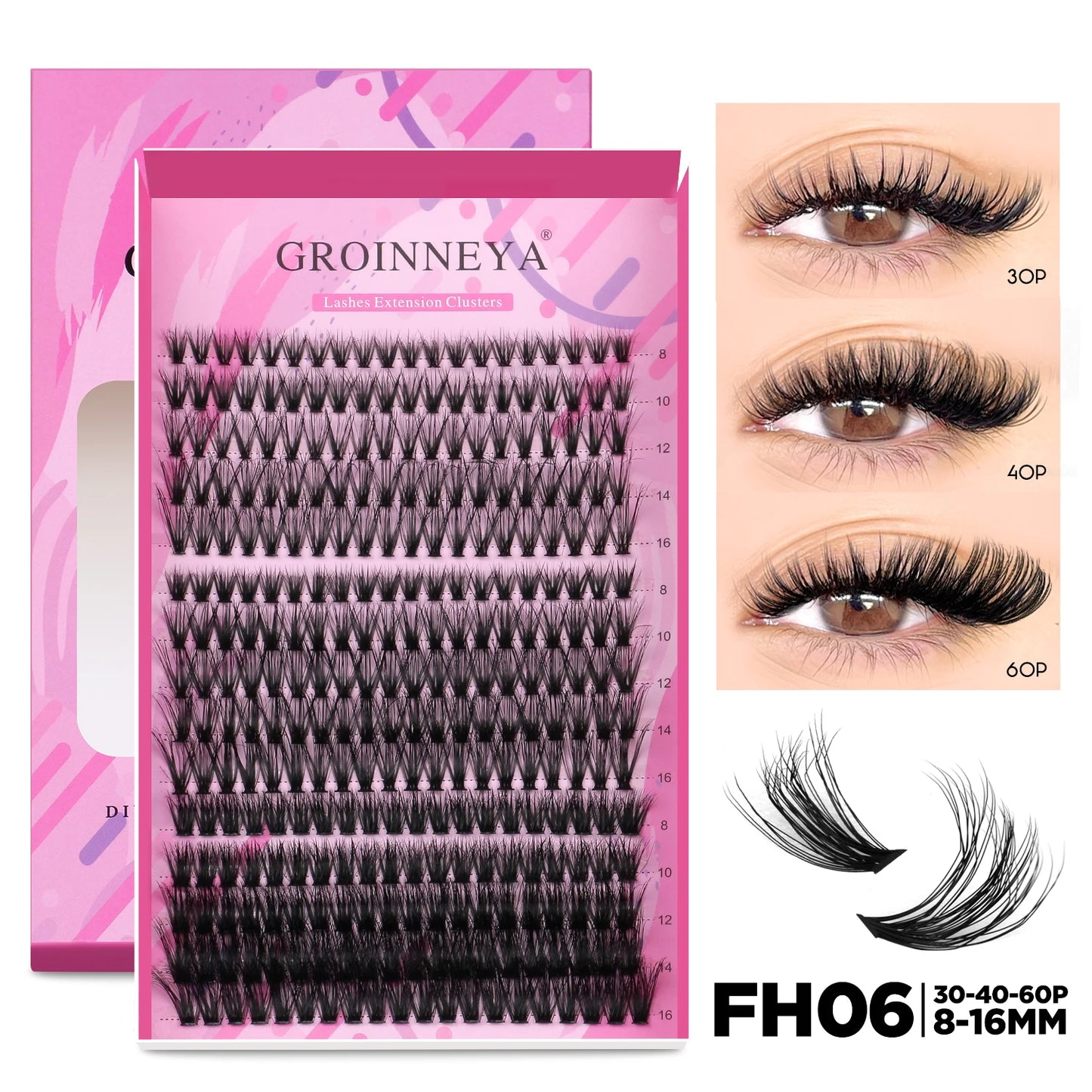 Pretty Pop DIY Lash Kit – Full Set with Bond & Seal, Natural Cluster Lashes (Mix Lengths, At-Home Extensions)