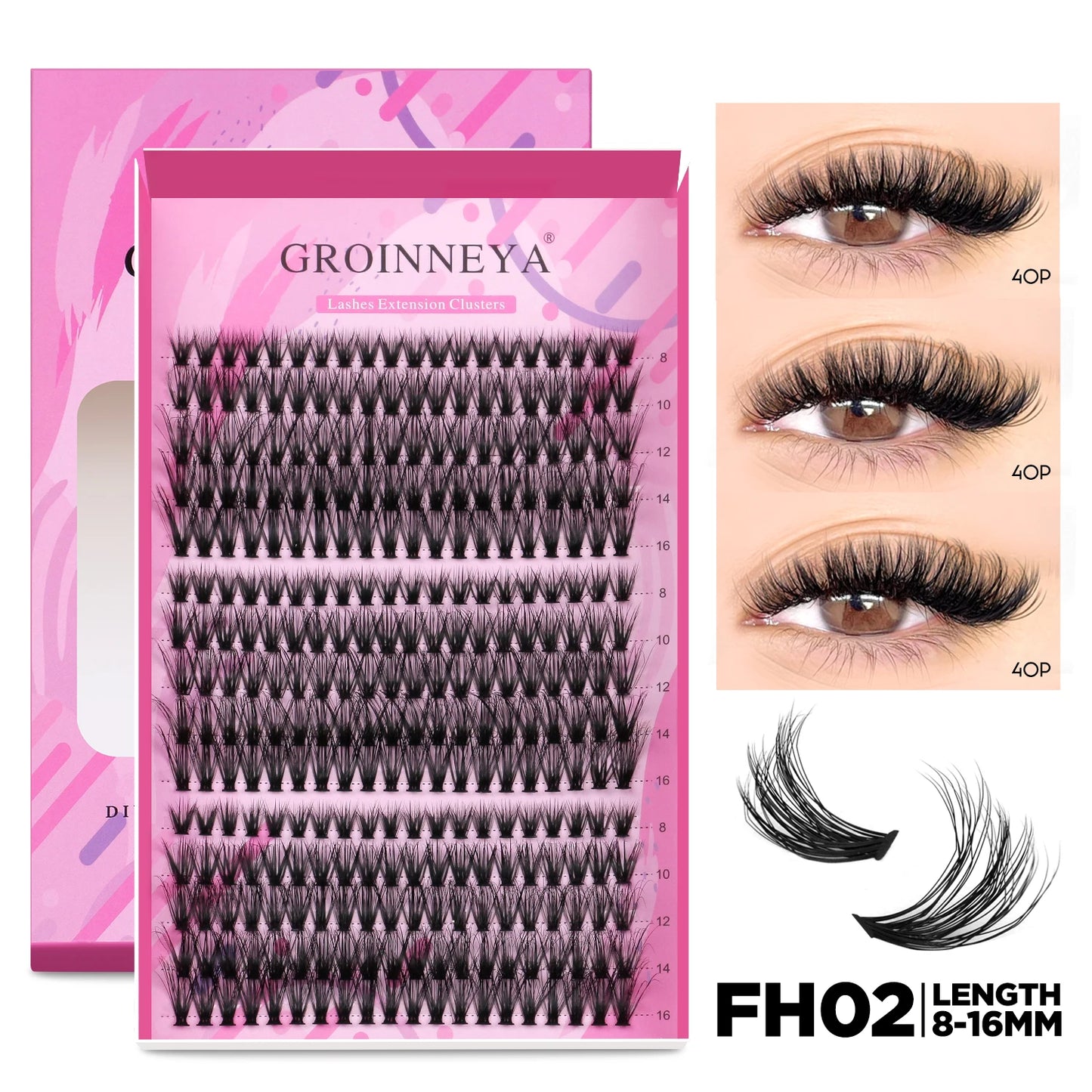 Pretty Pop DIY Lash Kit – Full Set with Bond & Seal, Natural Cluster Lashes (Mix Lengths, At-Home Extensions)