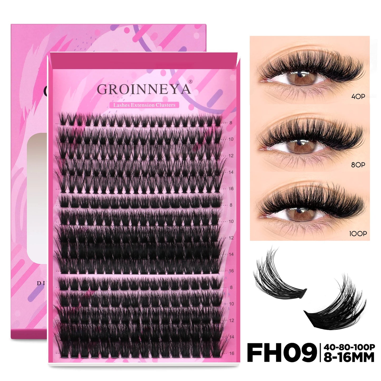 Pretty Pop DIY Lash Kit – Full Set with Bond & Seal, Natural Cluster Lashes (Mix Lengths, At-Home Extensions)