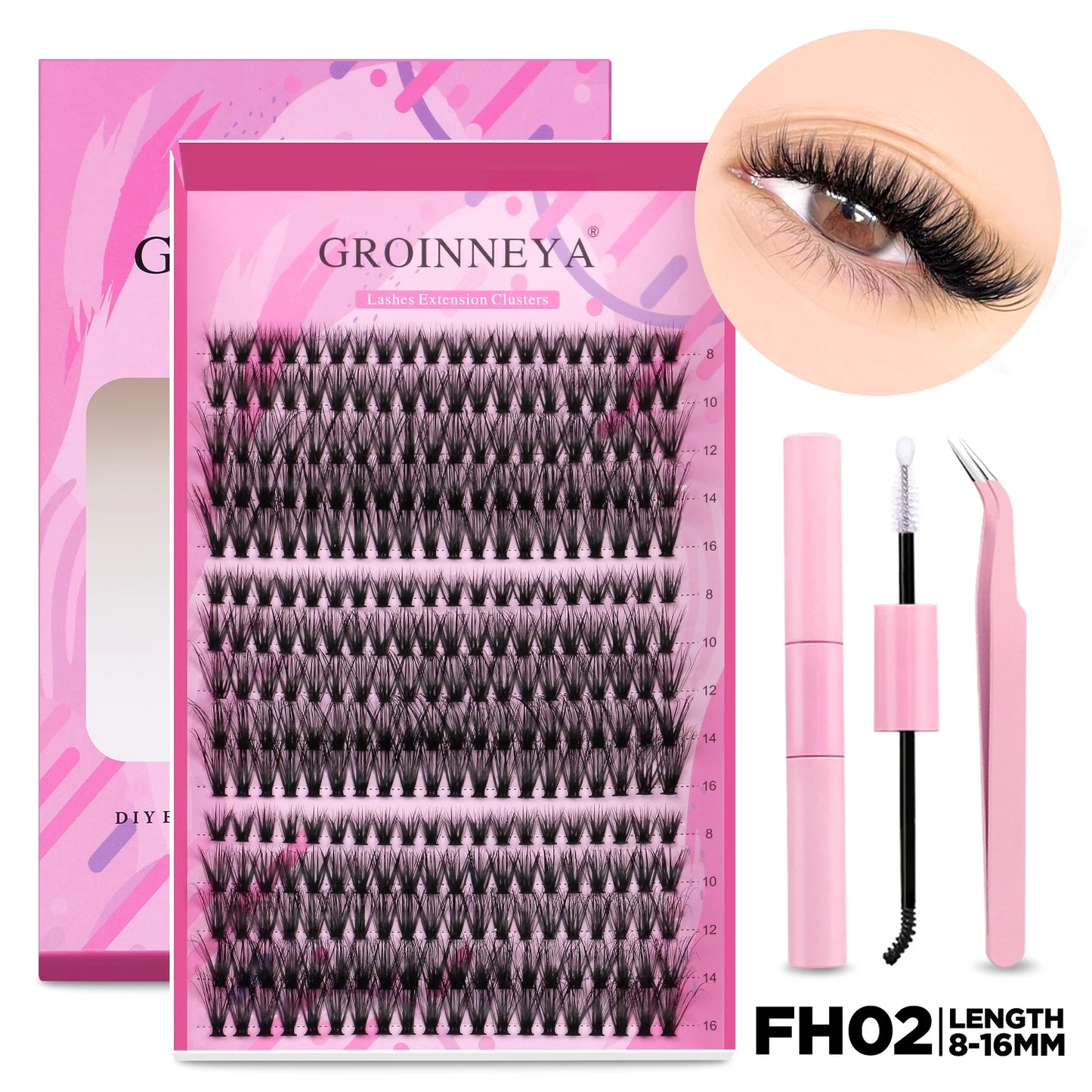 Pretty Pop DIY Lash Kit – Full Set with Bond & Seal, Natural Cluster Lashes (Mix Lengths, At-Home Extensions)