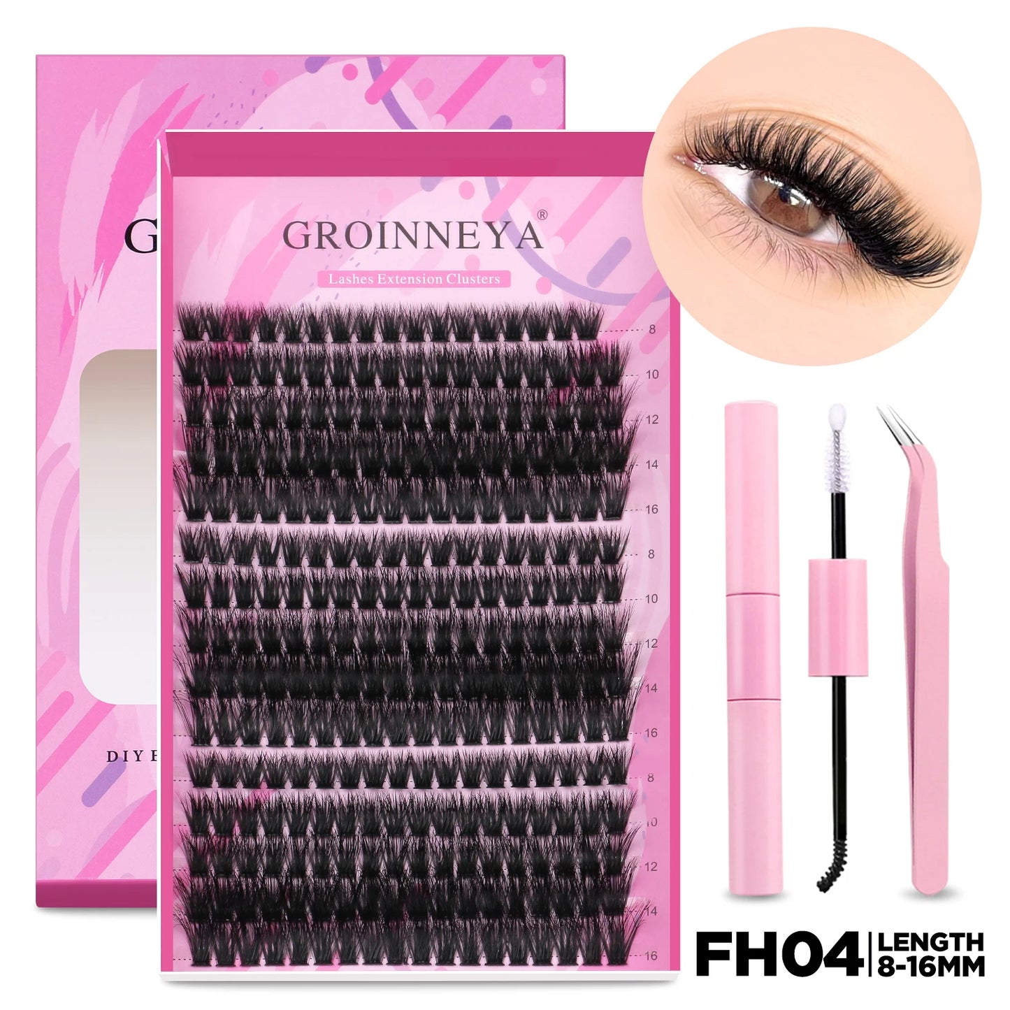 Pretty Pop DIY Lash Kit – Full Set with Bond & Seal, Natural Cluster Lashes (Mix Lengths, At-Home Extensions)