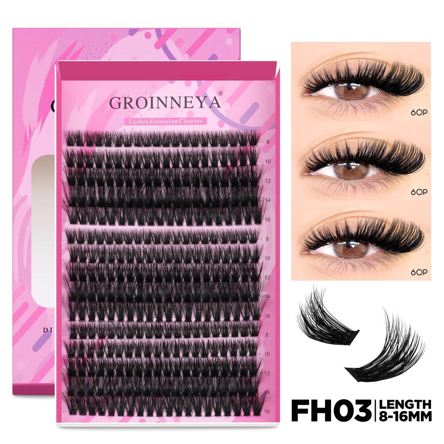 Pretty Pop DIY Lash Kit – Full Set with Bond & Seal, Natural Cluster Lashes (Mix Lengths, At-Home Extensions)