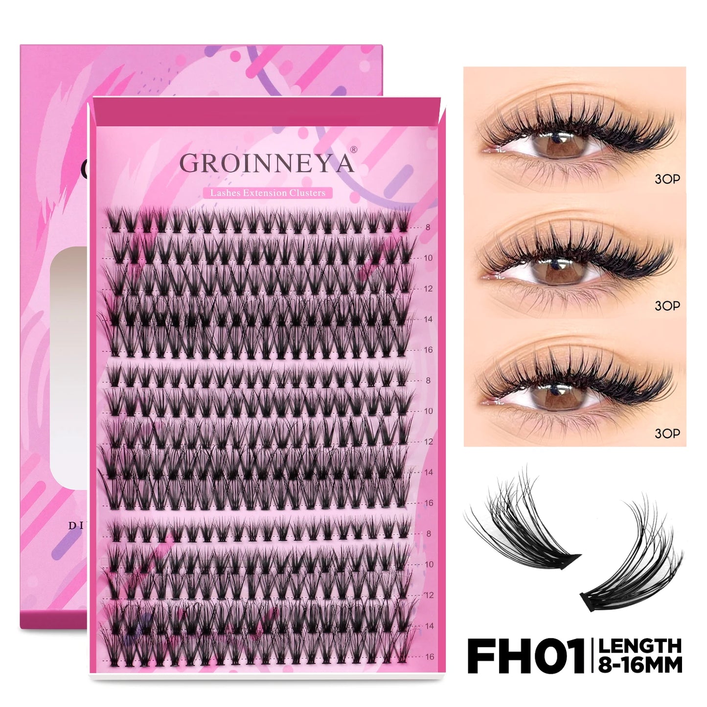 Pretty Pop DIY Lash Kit – Full Set with Bond & Seal, Natural Cluster Lashes (Mix Lengths, At-Home Extensions)